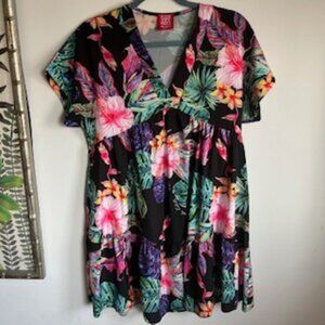🧡3/15 Nice People Tahiti Tropical Floral Tiered Dress One Size/Women's M